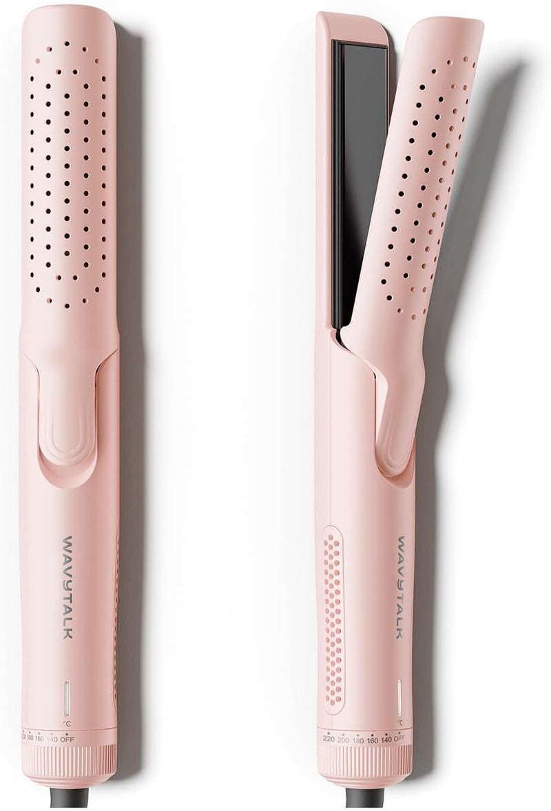 wavytalk مكواة تجعيد الشعر Airflow Styler، تجعيد بارد، قفل هواء بارد بزاوية 360° للحفاظ على التجعيد، يقلل من الضرر، 2 في 1 مكواة فرد وتجعيد الشعر، 1.25 بوصة، مضادة للحروق للشعر القصير والطويل، وردي - Image 1